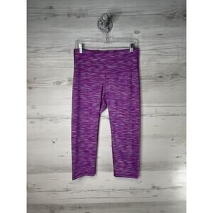 Old Navy Active Pants Womens Large Purple Pink Go-Dry Compression Crop High Rise